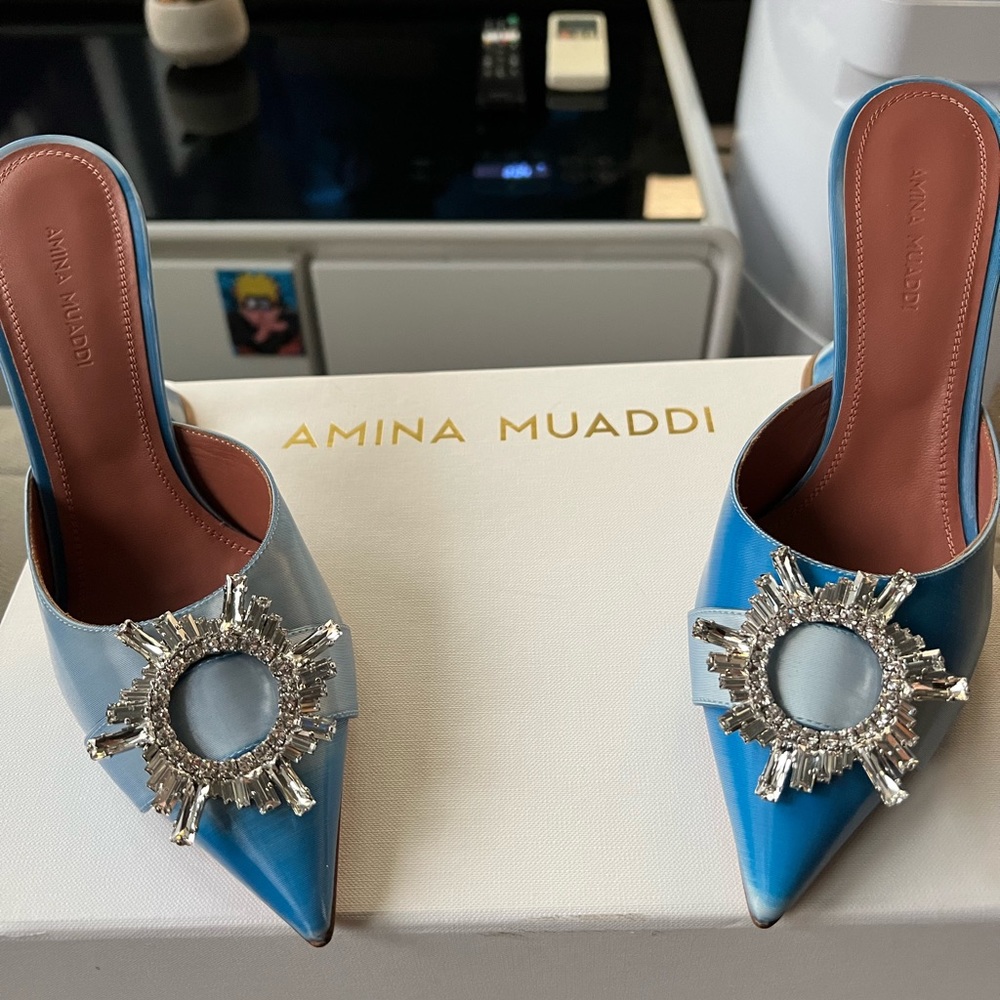 AMINA MUADDI BLUE PUMP BEGUM MULE